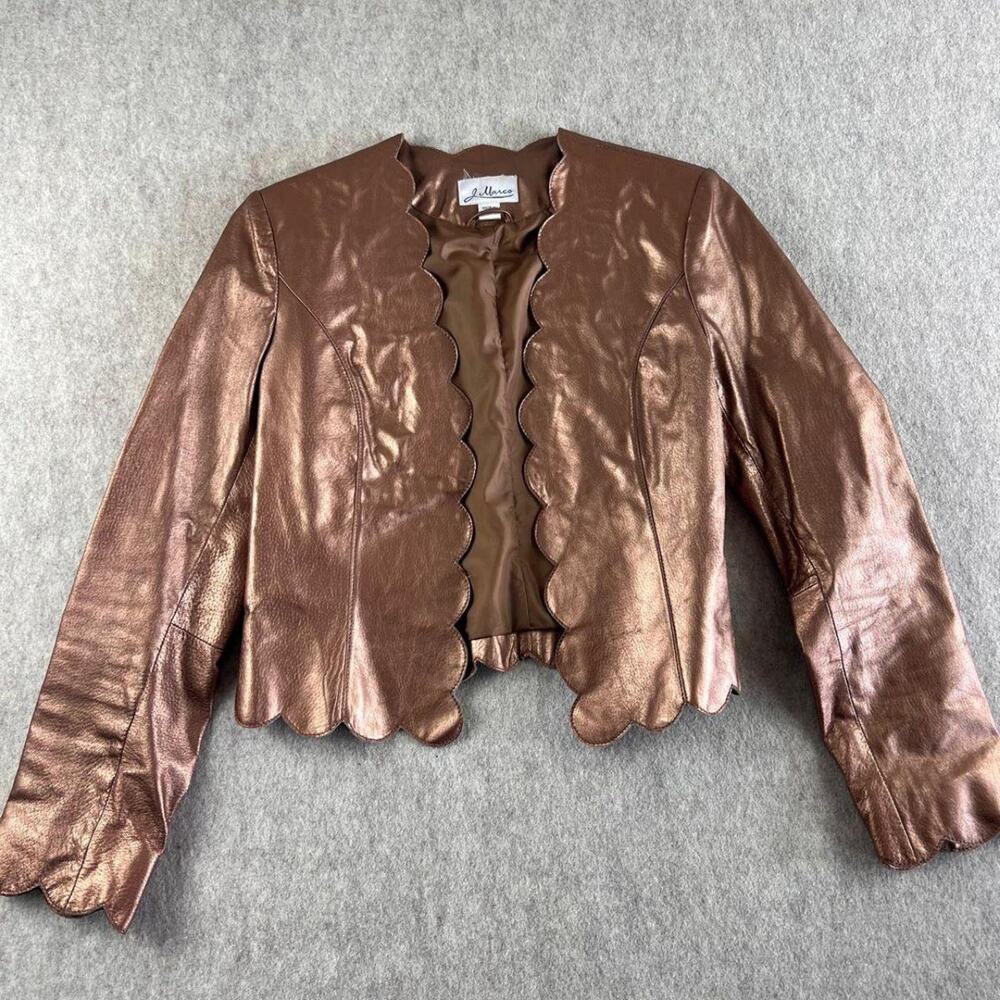 J marco vintage leather metallic scalloped
